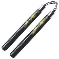 Nunchucks 12 inch black or wood color with chain